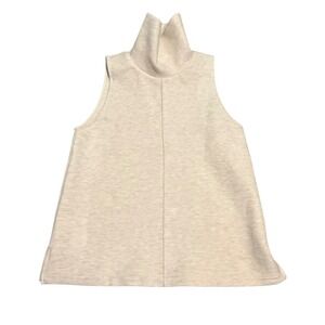 OGL FuzzLuxe Turtle Neck Split Hem Top Heather Beige Sleeveless XS NWT